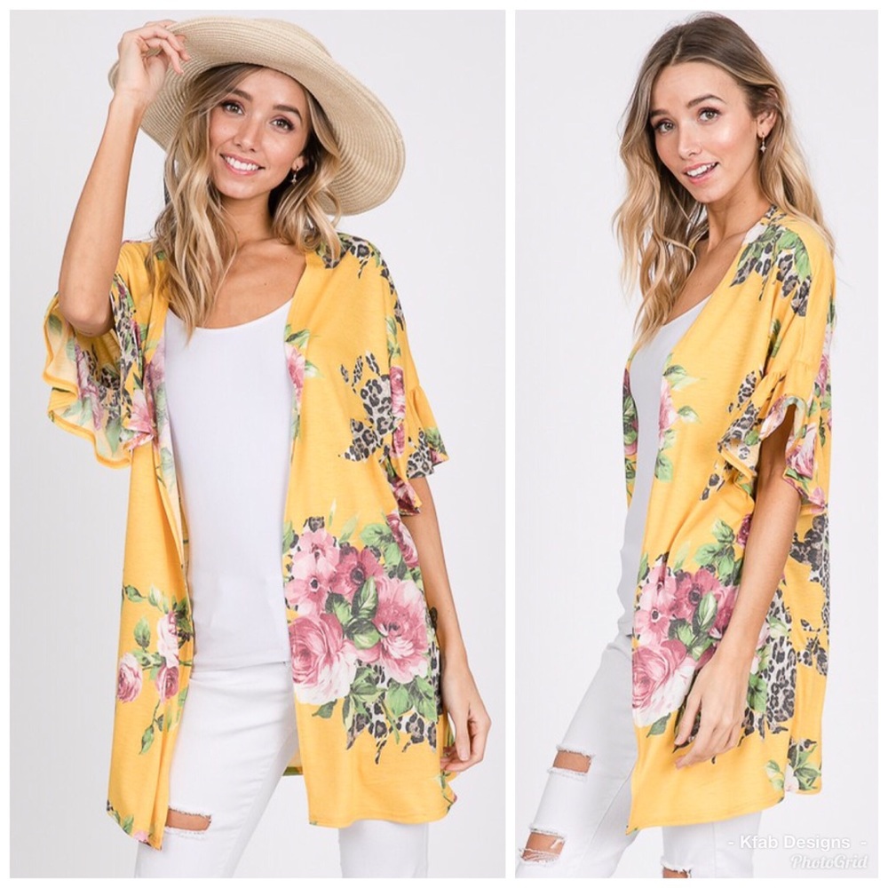 🛍LAST 1! Floral/Animal Print Ruffle Kimono! - Picture 2 of 5